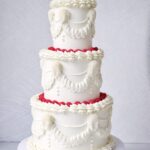 Vintage Raspberry Cascade Wedding Cake